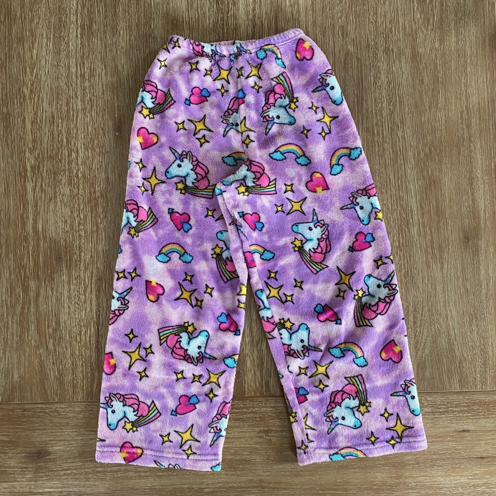 Made With Love & Kisses Girls’ Unicorn Fleece Pajama Lounge Pant Size 8-10